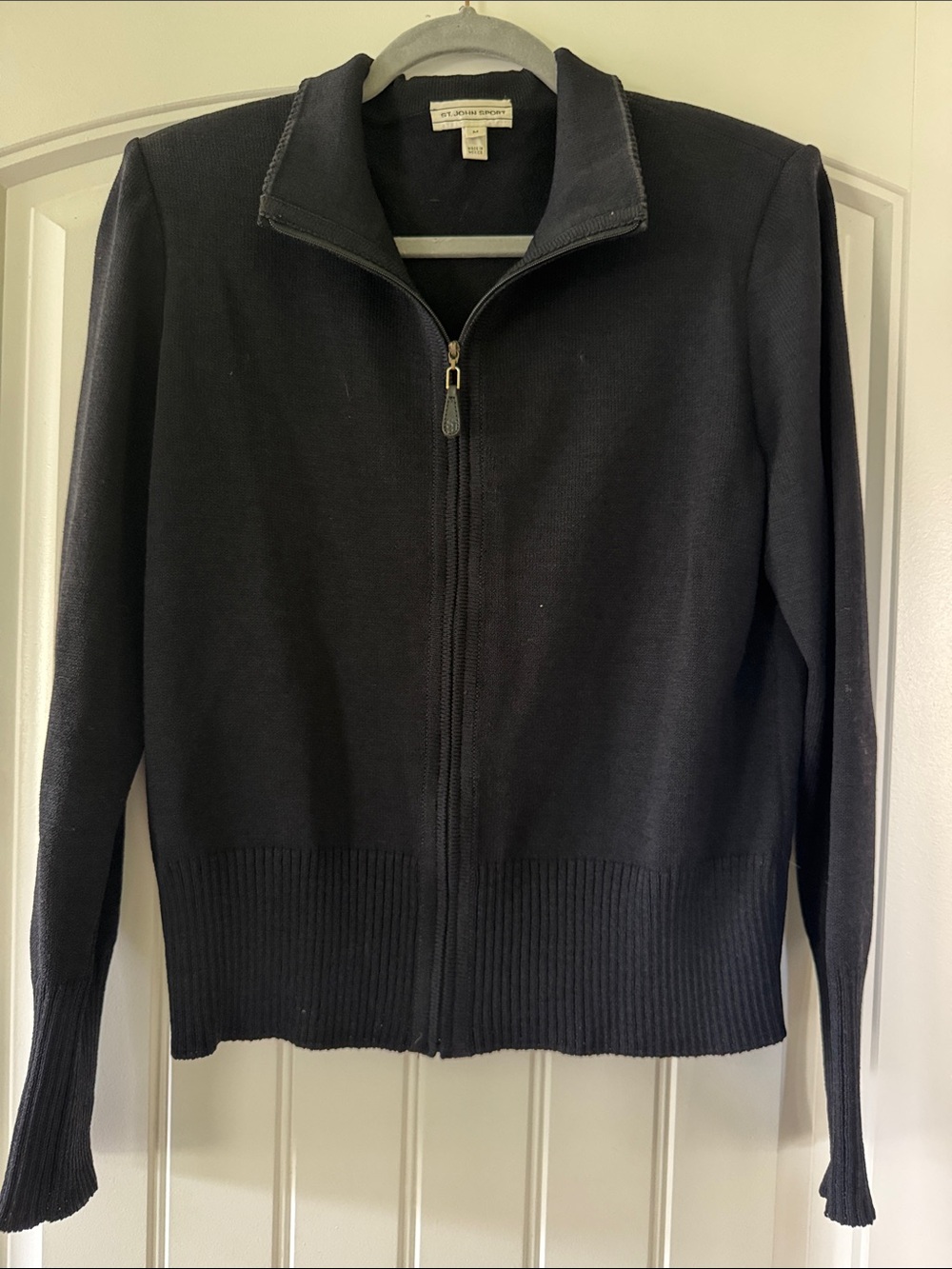 St. John's Bay Black Full-Zip Knit Sweater Jacket